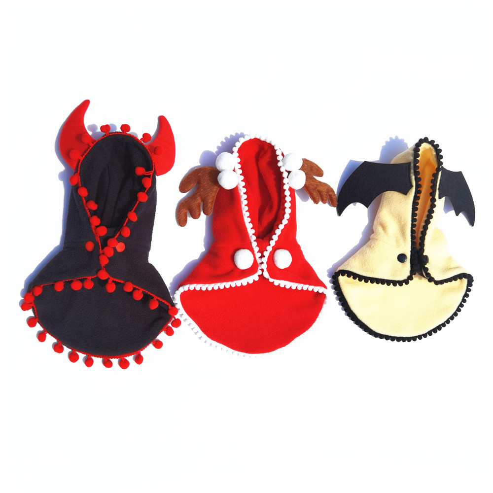 Winter Devil Red Horn Decoration Small Pompoms Wind Snow Outfit Christmas Pet Clothes
