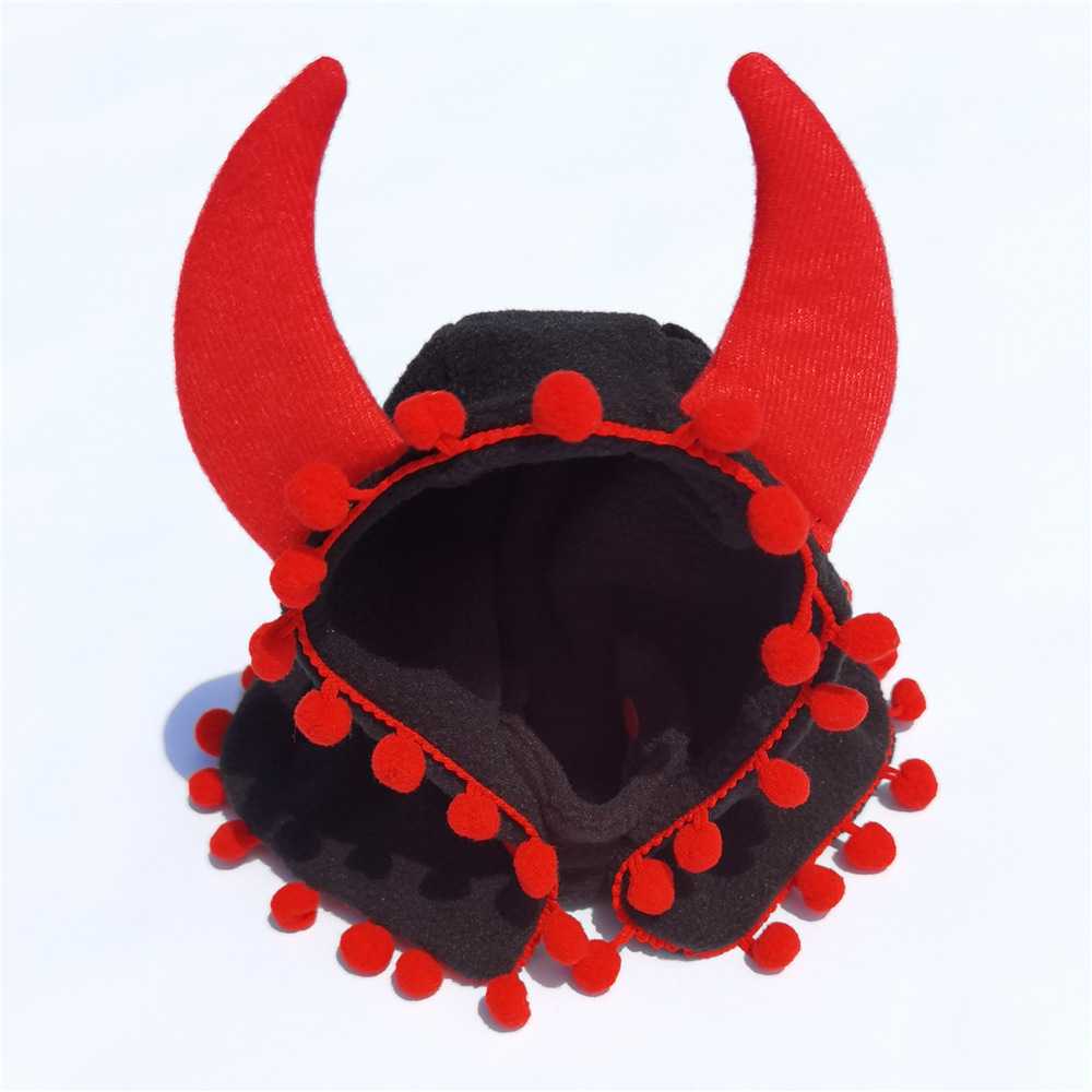 Winter Devil Red Horn Decoration Small Pompoms Wind Snow Outfit Christmas Pet Clothes