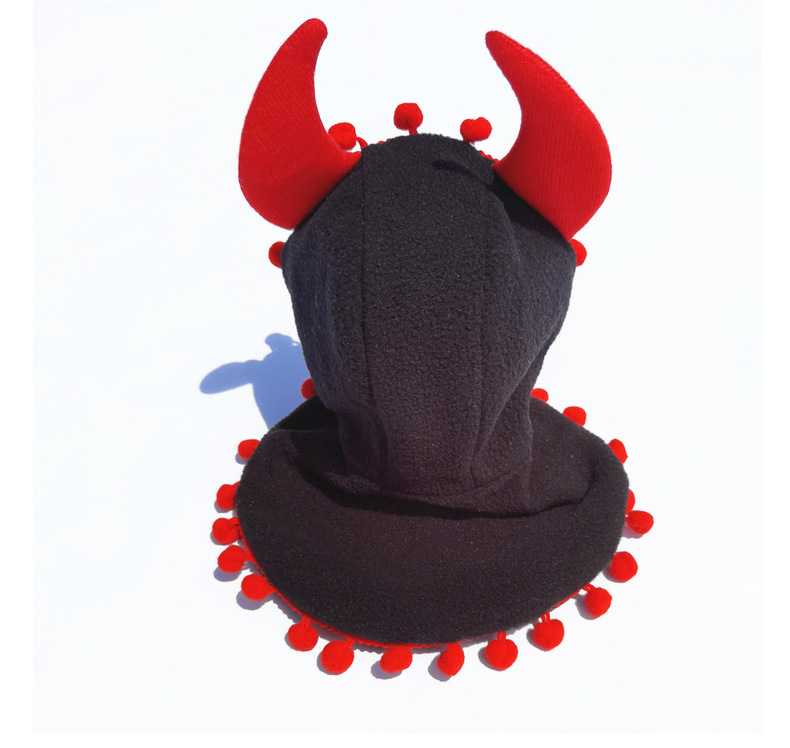 Winter Devil Red Horn Decoration Small Pompoms Wind Snow Outfit Christmas Pet Clothes