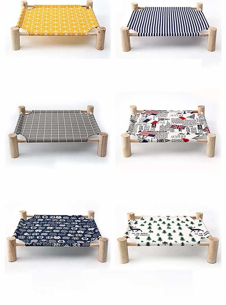 Wooden Beds Pet Dog Beds Fourlegged Breathable Removable Hammock Mat Bed Shelf Pet Products