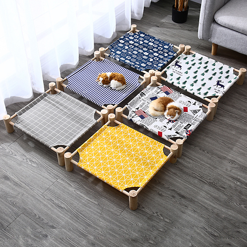 Wooden Beds Pet Dog Beds Fourlegged Breathable Removable Hammock Mat Bed Shelf Pet Products