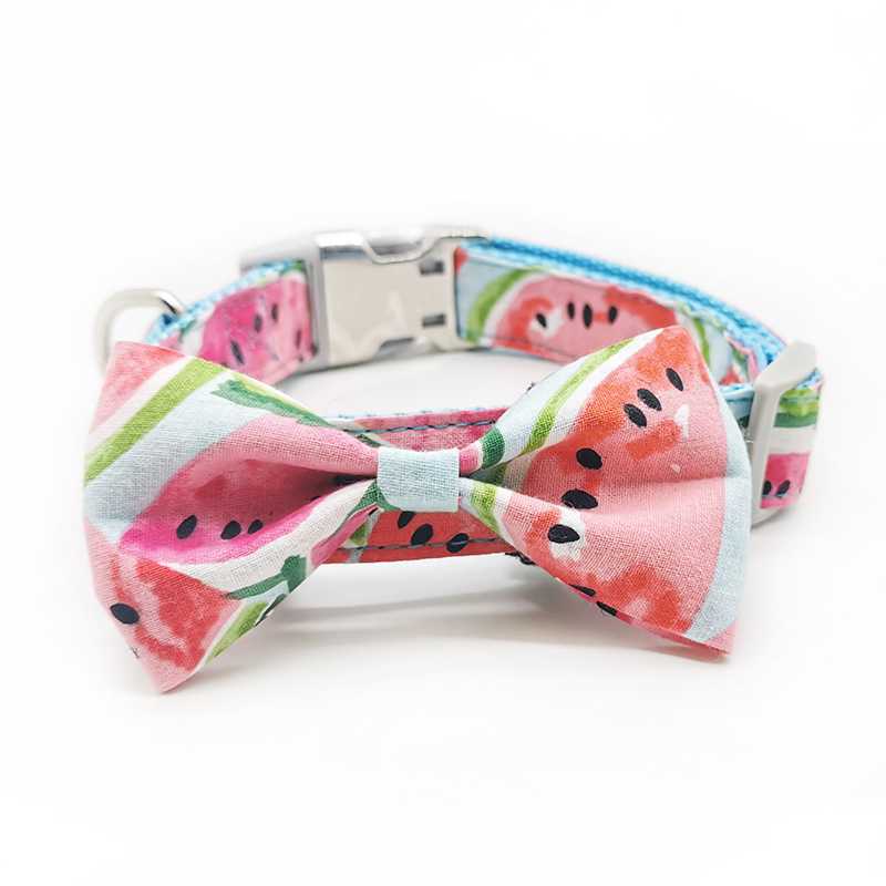 ZONESIN Adjustable Cotton Bowtie Dog Collar Matching Pet Collar Bow Tie