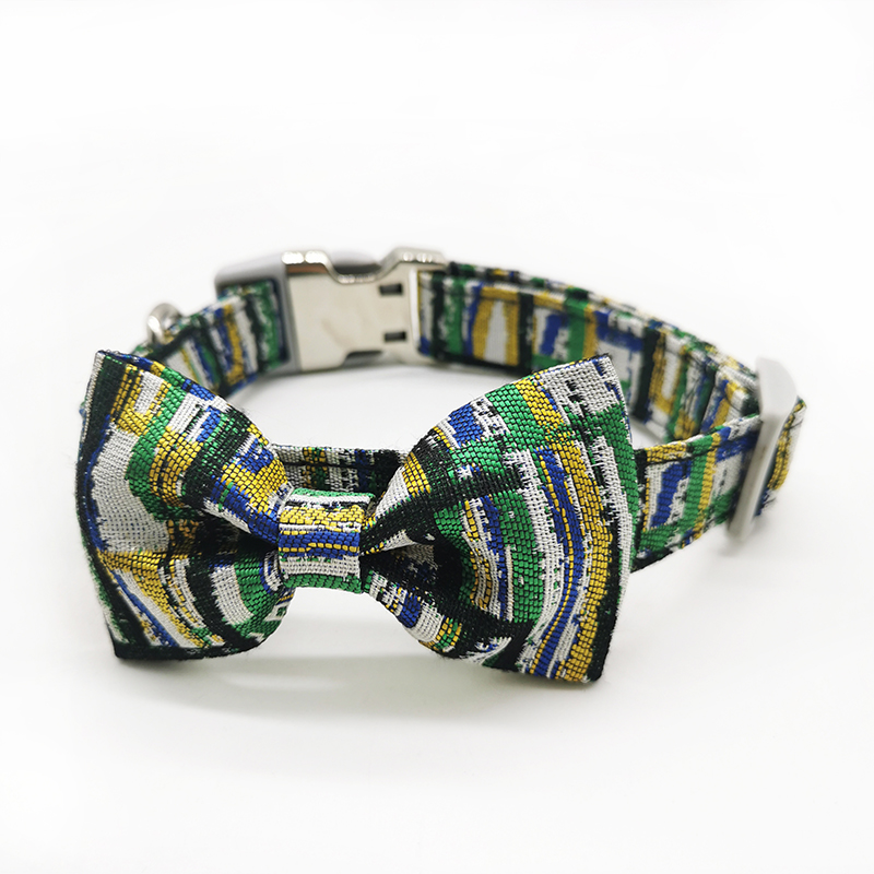 ZONESIN Adjustable Cotton Bowtie Dog Collar Matching Pet Collar Bow Tie