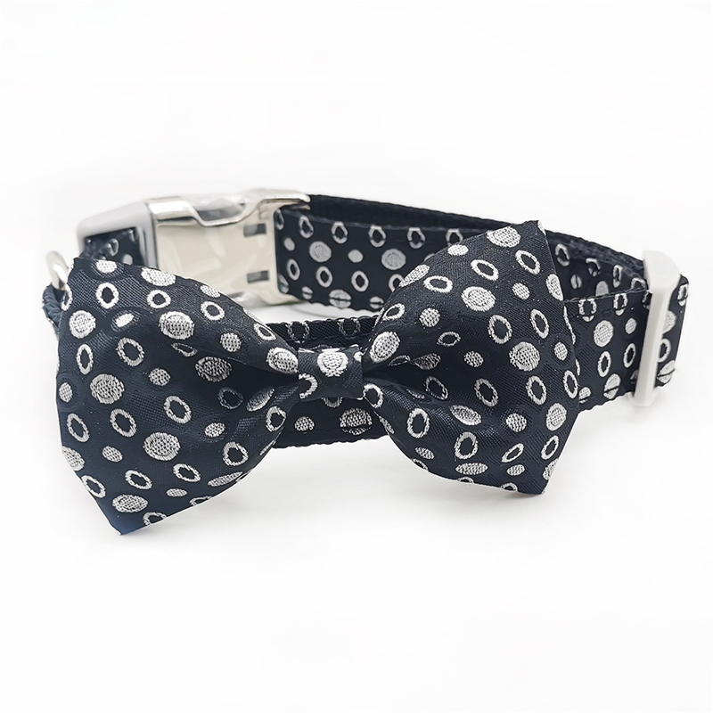 ZONESIN Adjustable Cotton Bowtie Dog Collar Matching Pet Collar Bow Tie