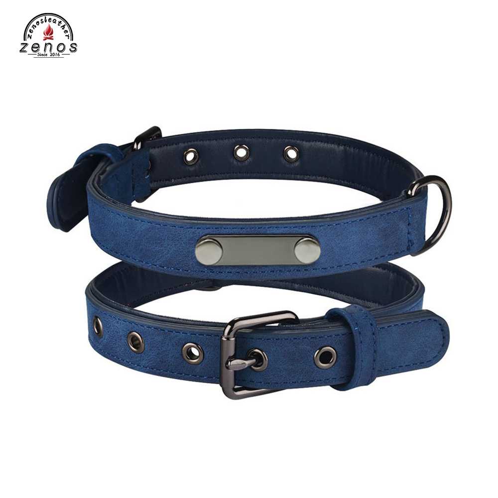 Zenos S Pu Leather Dog Collar Adjustable Pet Collar Small Medium Large Dogs