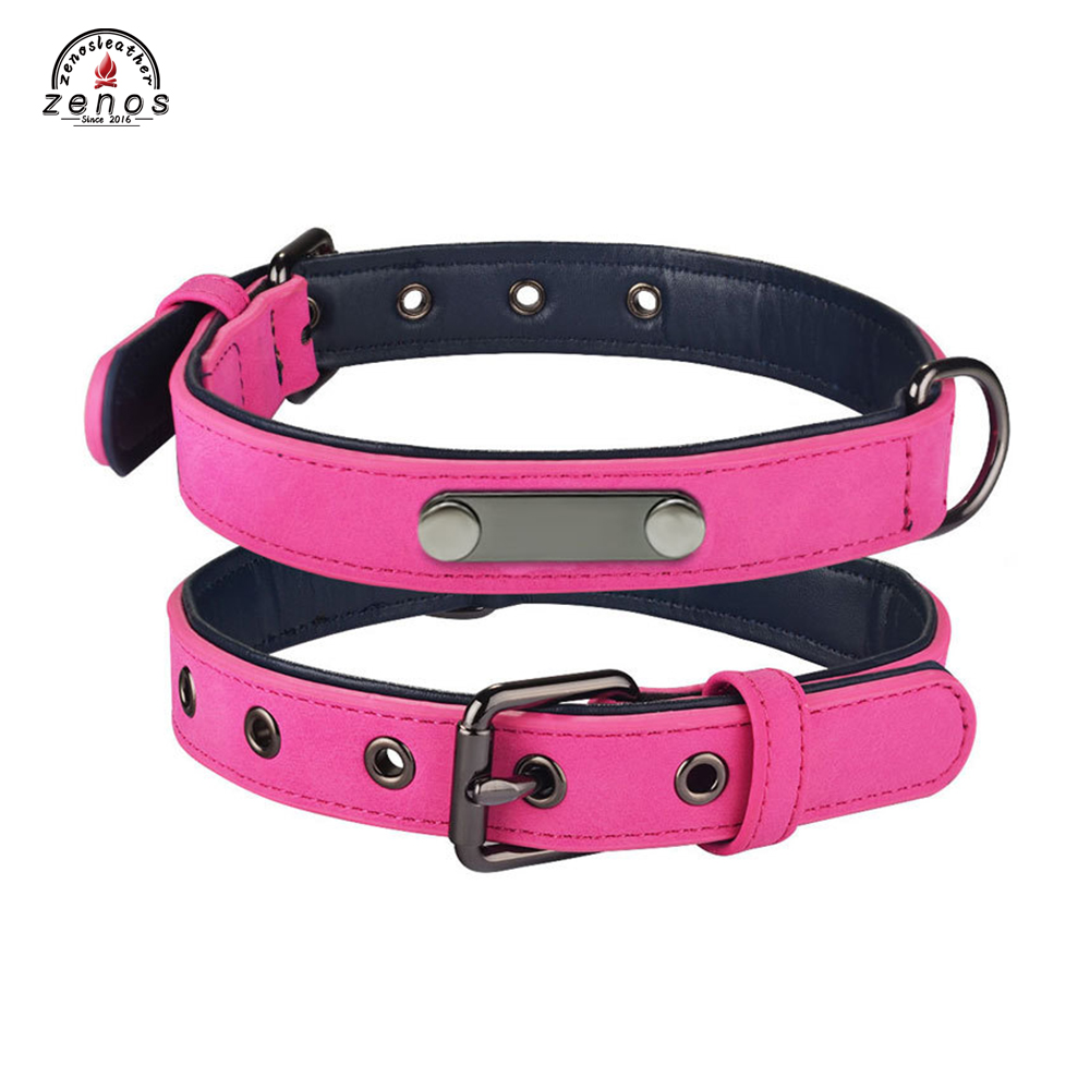 Zenos S Pu Leather Dog Collar Adjustable Pet Collar Small Medium Large Dogs