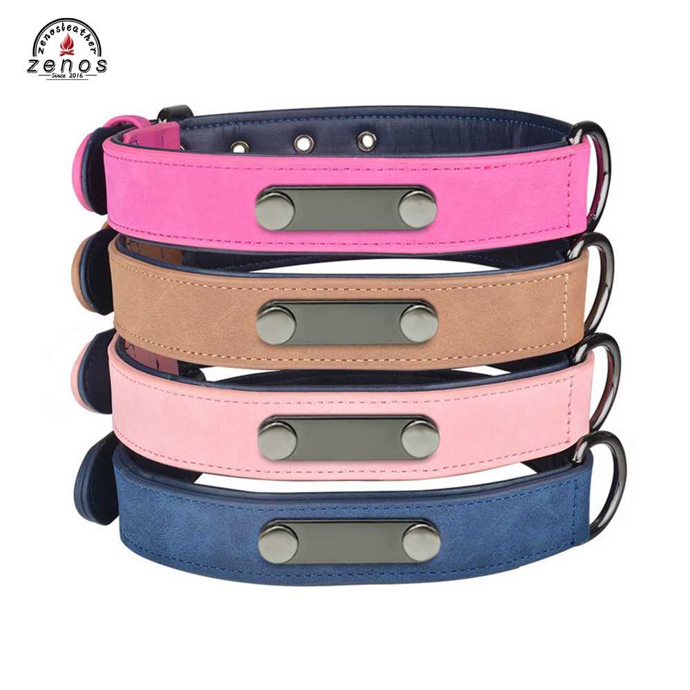 Zenos S Pu Leather Dog Collar Adjustable Pet Collar Small Medium Large Dogs