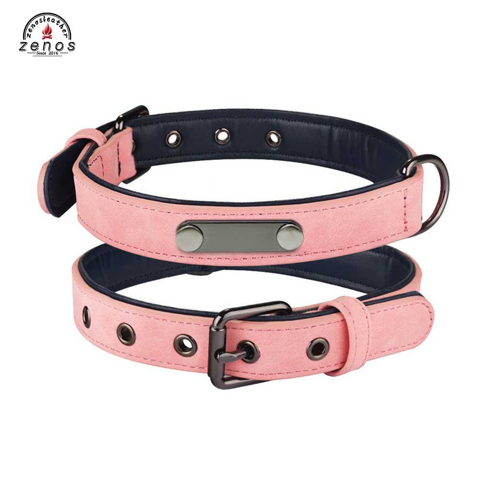 Zenos S Pu Leather Dog Collar Adjustable Pet Collar Small Medium Large Dogs