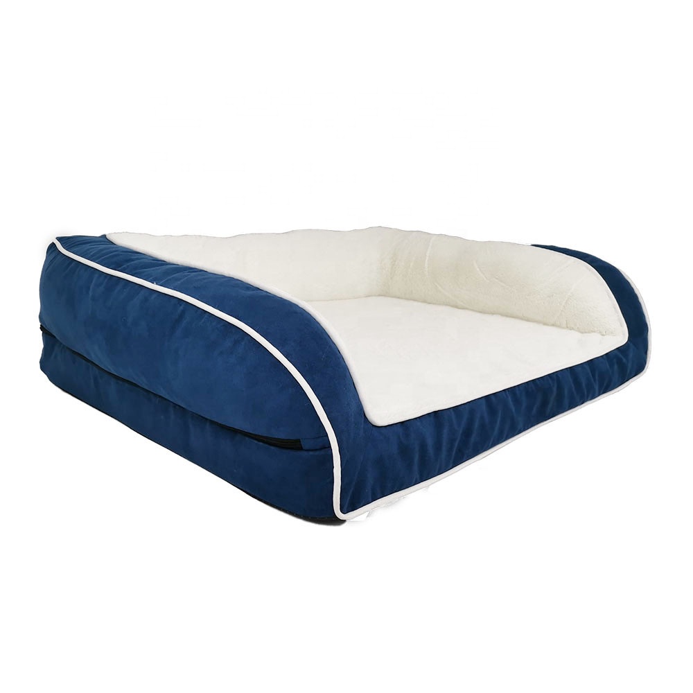 Zipper Orthopedic Foam Dog Pet Beds Sofa With Pillow