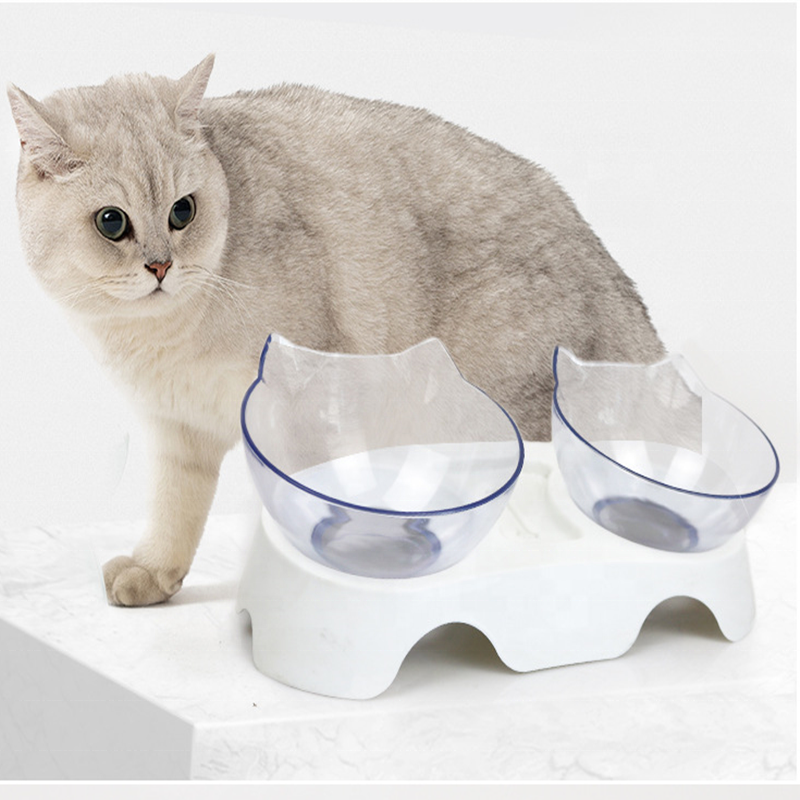 2020 White Double Slow Feeder Personalised Elevated Dog Bowls