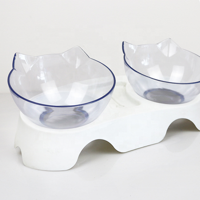 2020 White Double Slow Feeder Personalised Elevated Dog Bowls