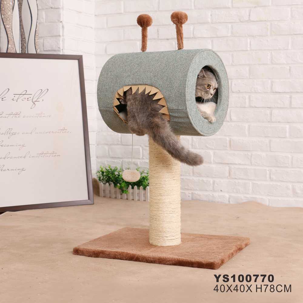 2in1 Cat Tree Scratching Cat Bed Cylindric Wooden Cute Cat Tree