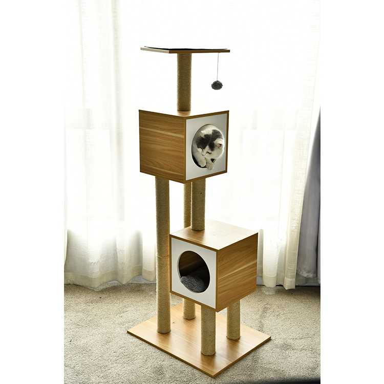 56 Inch Sisal Post Wood Furniture Cat Tree House