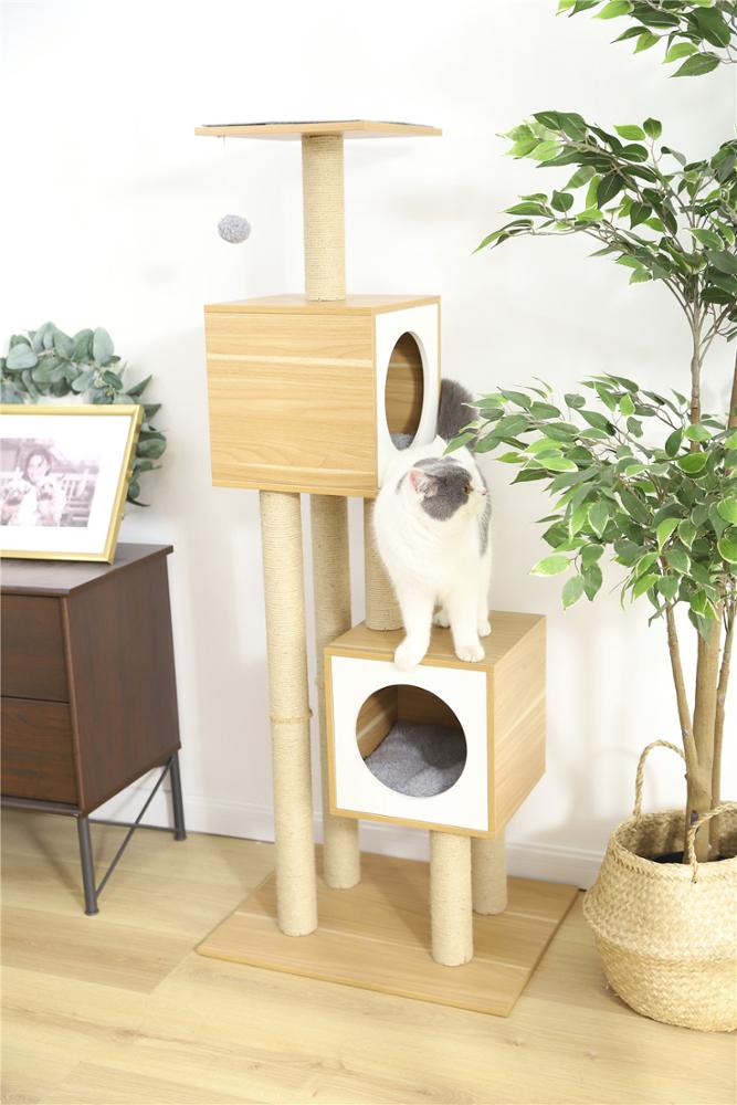 56 Inch Sisal Post Wood Furniture Cat Tree House