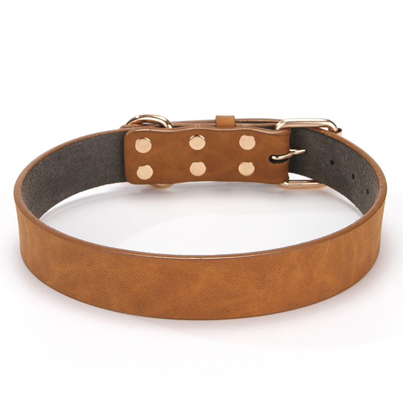 Affordable Light Tan PU Leather Pet Collar Training Dog Collar All Breeds Sizes Dogs