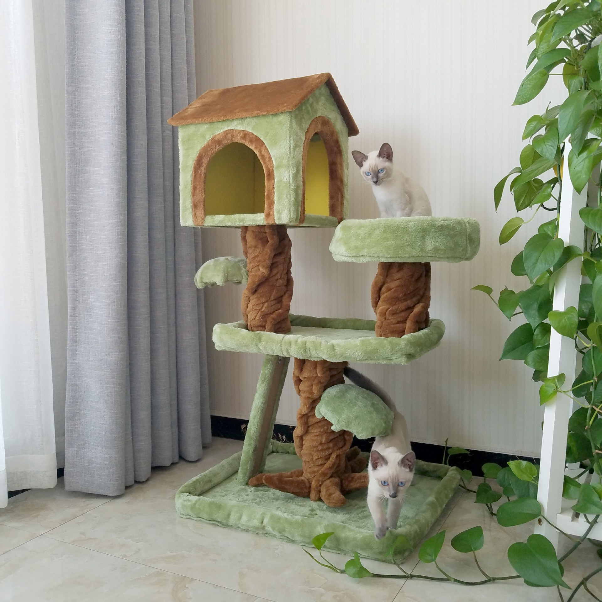 Amazon Attractive Cactus Scratching Cardboard Ceiling Cat Tree House Tower Condo Multiple Cats