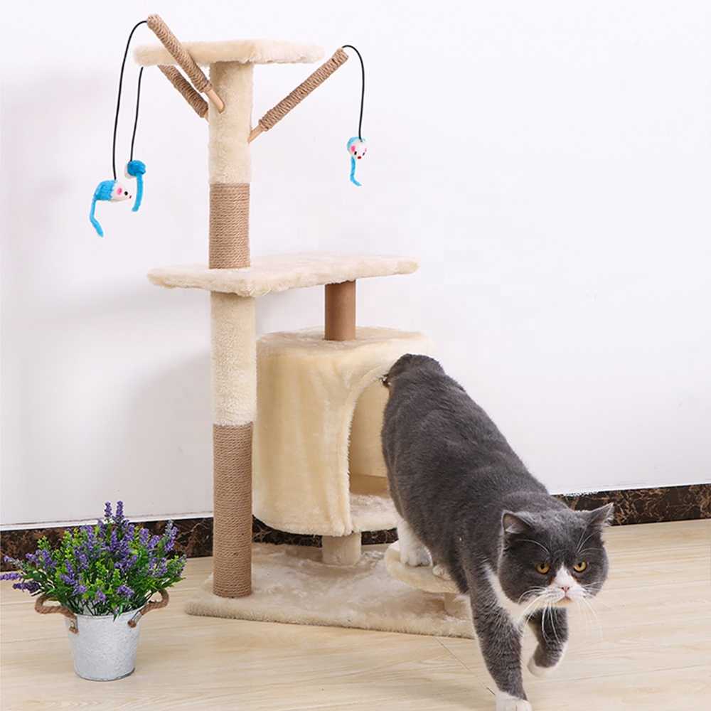 Amazon Durable Multi Level Sisal Plush Large Wood Tower Cat Scratcher Tree