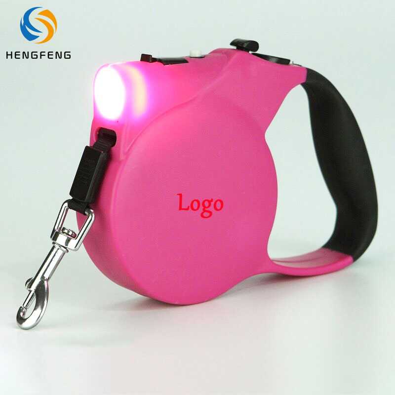 Auto Dog Lead With Light Flash Led Up Pet Rectractable Leash Illuminating Dog Leash With Logo