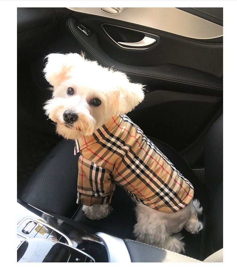 Autumn Winter Pet Clothes Dog Tshirt Plaid Shirt Teddy Bichon Schnauzer Pet Clothing