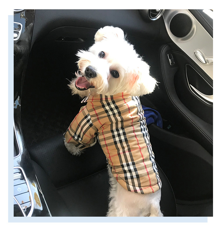 Autumn Winter Pet Clothes Dog Tshirt Plaid Shirt Teddy Bichon Schnauzer Pet Clothing