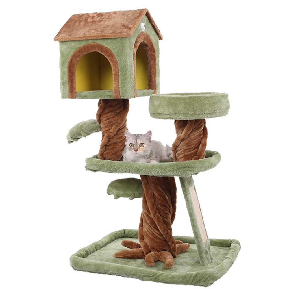 Big Jungle Furniture Condo Cat Tree Big Cat Plush Wooden Type Climbing Cat Tree