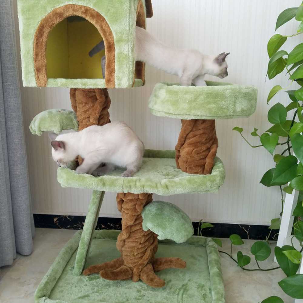 Big Jungle Furniture Condo Cat Tree Big Cat Plush Wooden Type Climbing Cat Tree