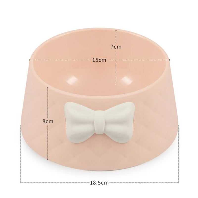 Bow Rhombus Pattern Water Bowl Pet Bowl Nordic Round Mouth Leakproof Dog Cat Bowl