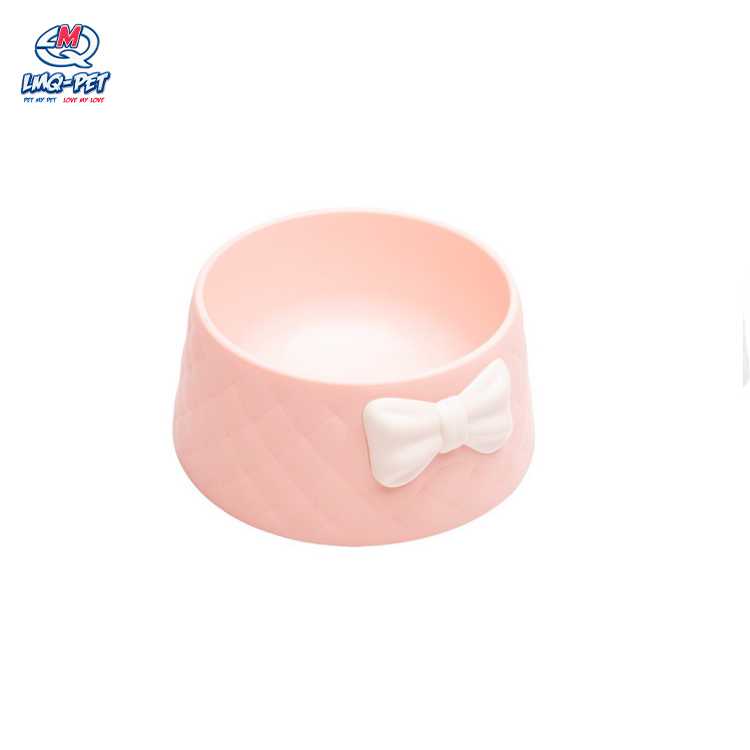 Bowknot Pet Bowl Cat Dog Small Dog Rice Food Bowl Unbroken Plastic Dog Cat Bowl