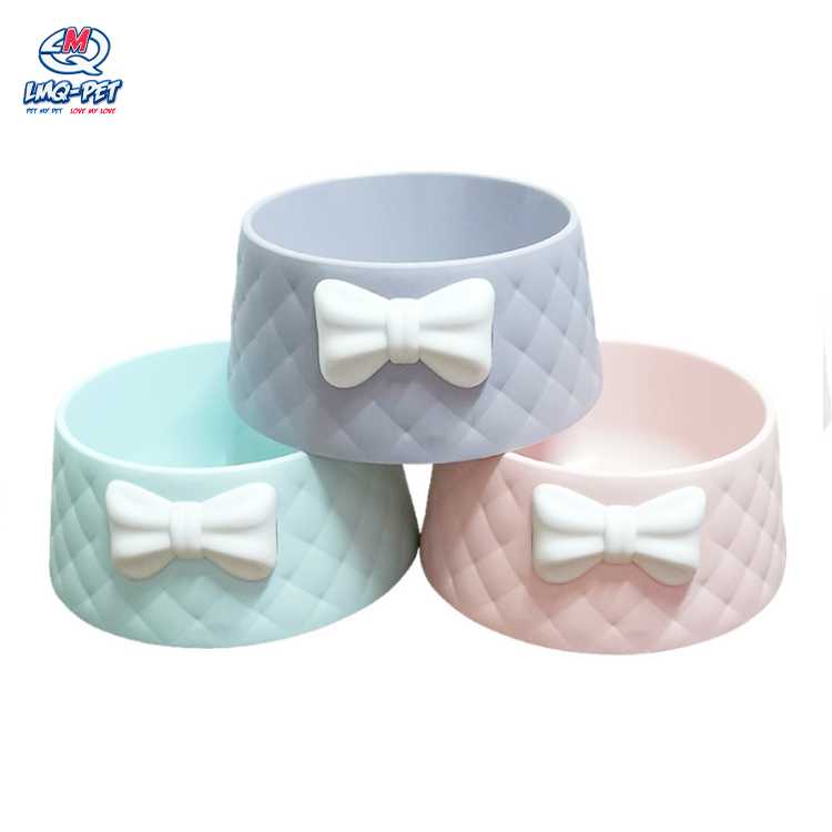 Bowknot Pet Bowl Cat Dog Small Dog Rice Food Bowl Unbroken Plastic Dog Cat Bowl