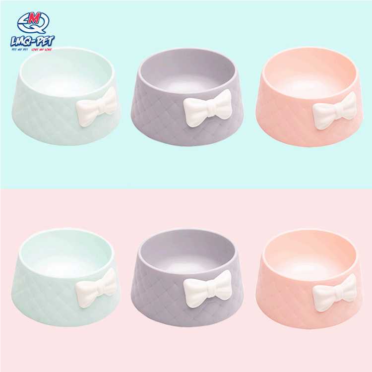 Bowknot Pet Bowl Cat Dog Small Dog Rice Food Bowl Unbroken Plastic Dog Cat Bowl