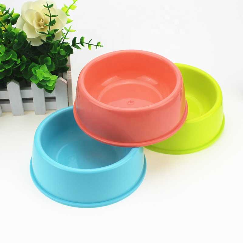 Candy Color Pet Accessories Plastic Round Single Pet Bowl Thick Pet Bowls Feeders Plastic Dog Bowl