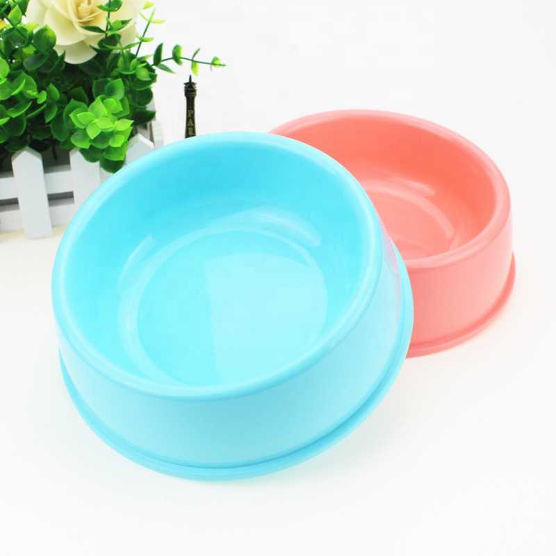 Candy Color Pet Accessories Plastic Round Single Pet Bowl Thick Pet Bowls Feeders Plastic Dog Bowl