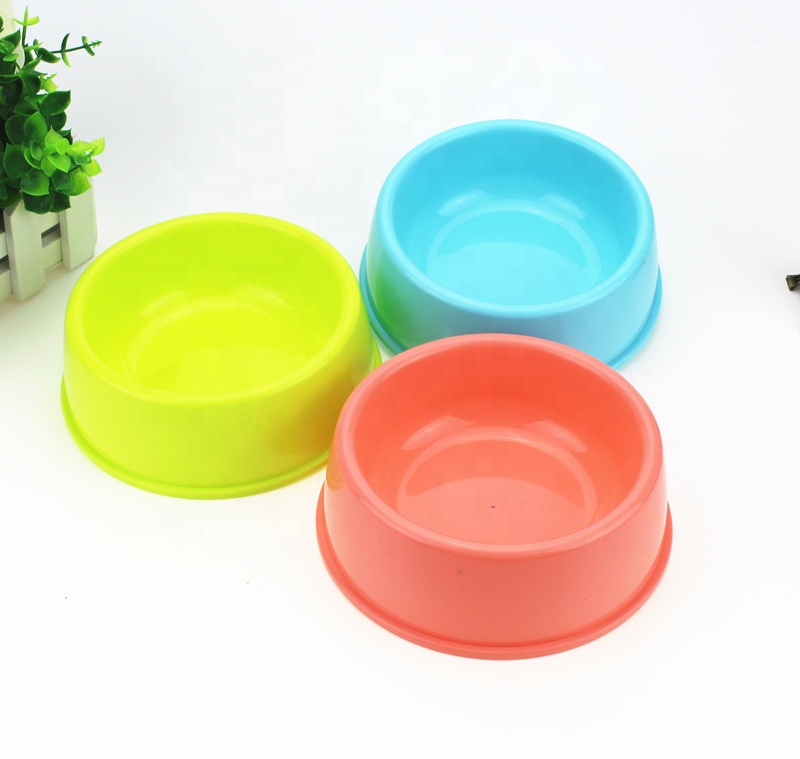 Candy Color Pet Accessories Plastic Round Single Pet Bowl Thick Pet Bowls Feeders Plastic Dog Bowl