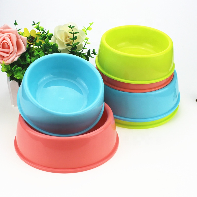 Candy Color Pet Accessories Plastic Round Single Pet Bowl Thick Pet Bowls Feeders Plastic Dog Bowl