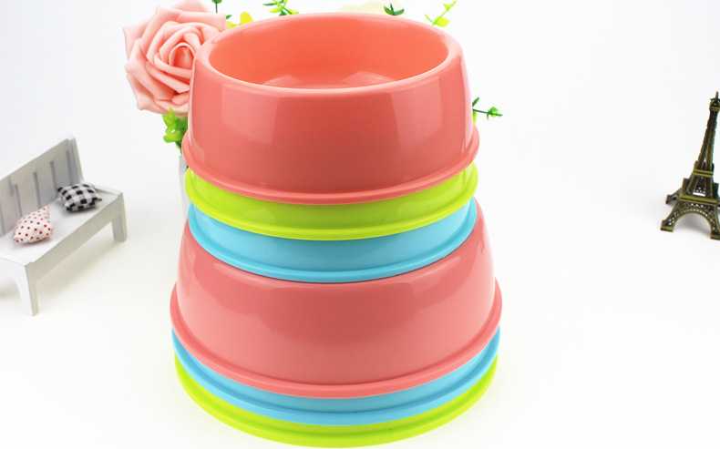 Candy Color Pet Accessories Plastic Round Single Pet Bowl Thick Pet Bowls Feeders Plastic Dog Bowl