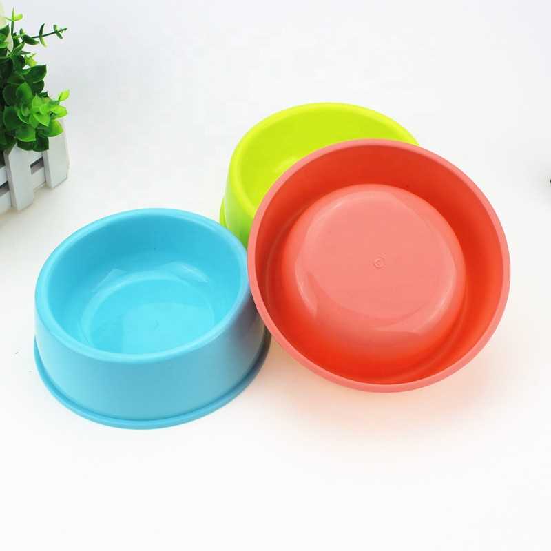 Candy Color Pet Accessories Plastic Round Single Pet Bowl Thick Pet Bowls Feeders Plastic Dog Bowl