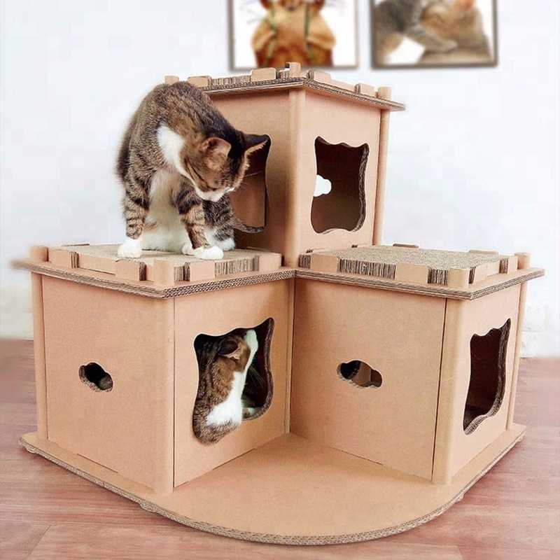 Cat Cardboard House Indoor Cat Scratcher Climbing Tree