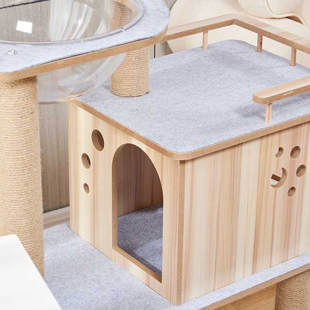 Cat Scratching Tree Wooden Cat Tree House Climbing Frame