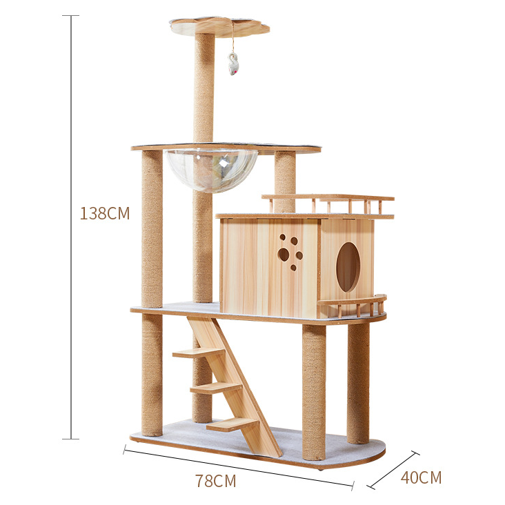 Cat Scratching Tree Wooden Cat Tree House Climbing Frame