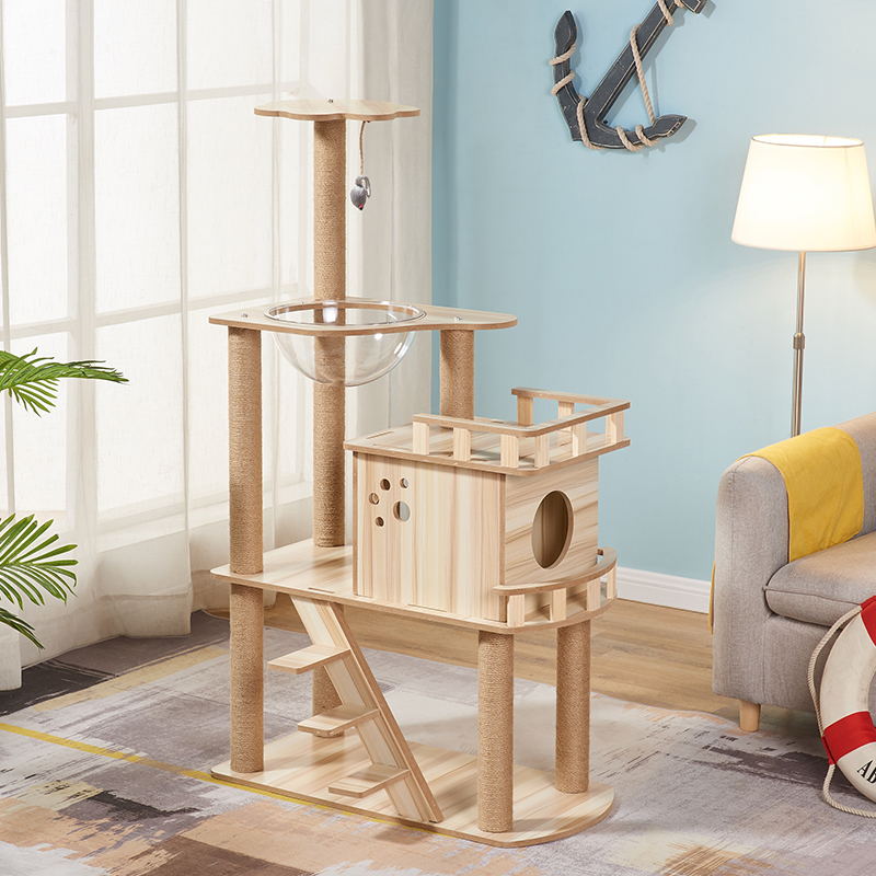 Cat Scratching Tree Wooden Cat Tree House Climbing Frame