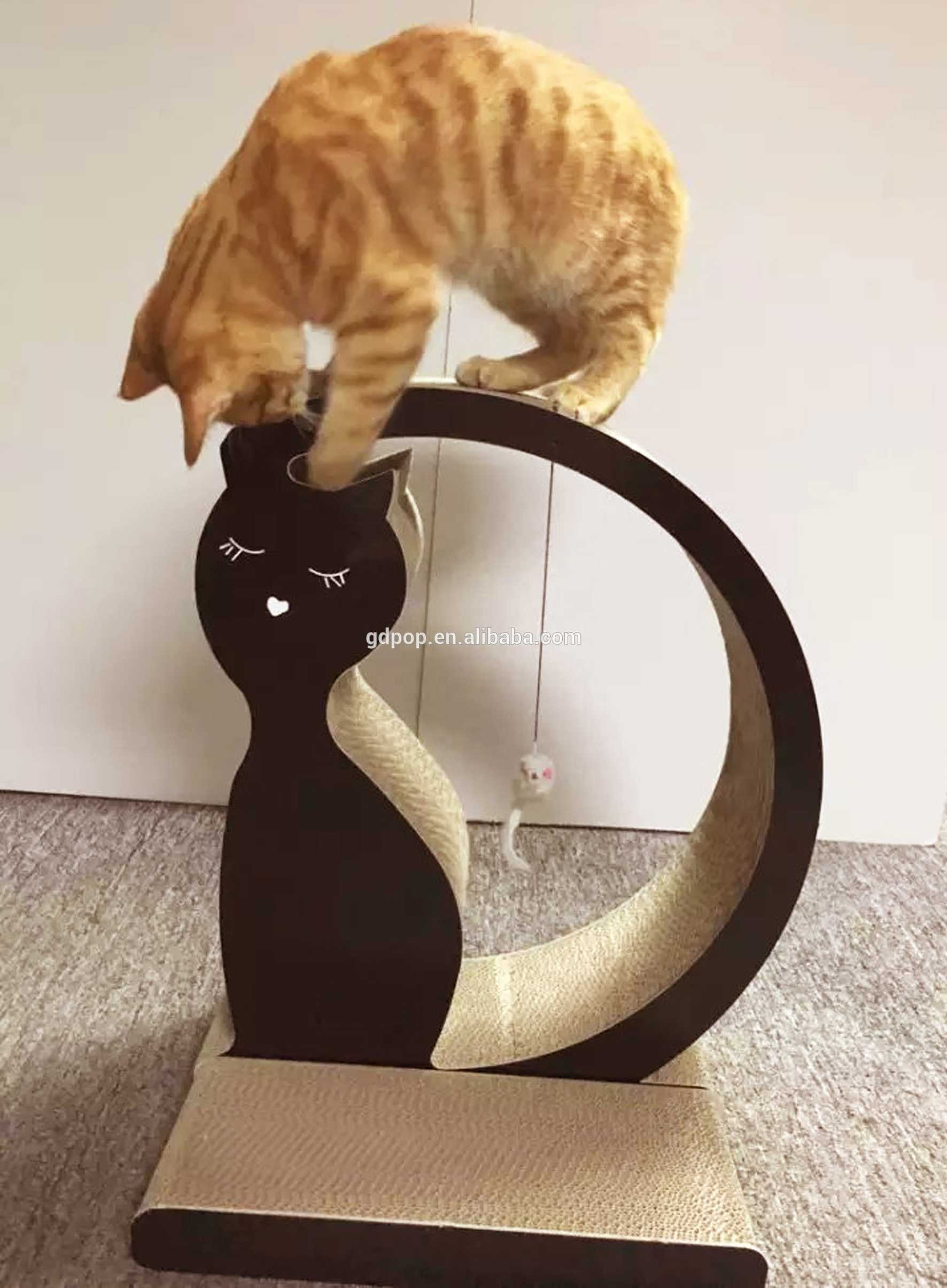 Cat Shape MrsCat Lady Cardboard Scratcher Cat Tree With Bell Ball