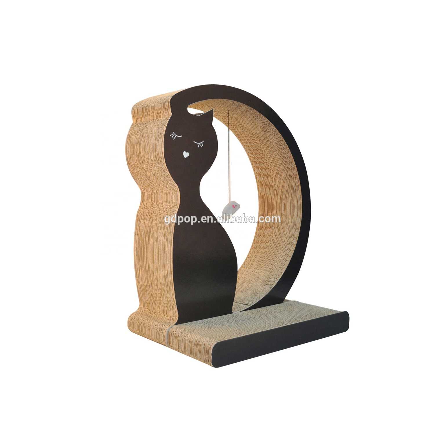 Cat Shape MrsCat Lady Cardboard Scratcher Cat Tree With Bell Ball