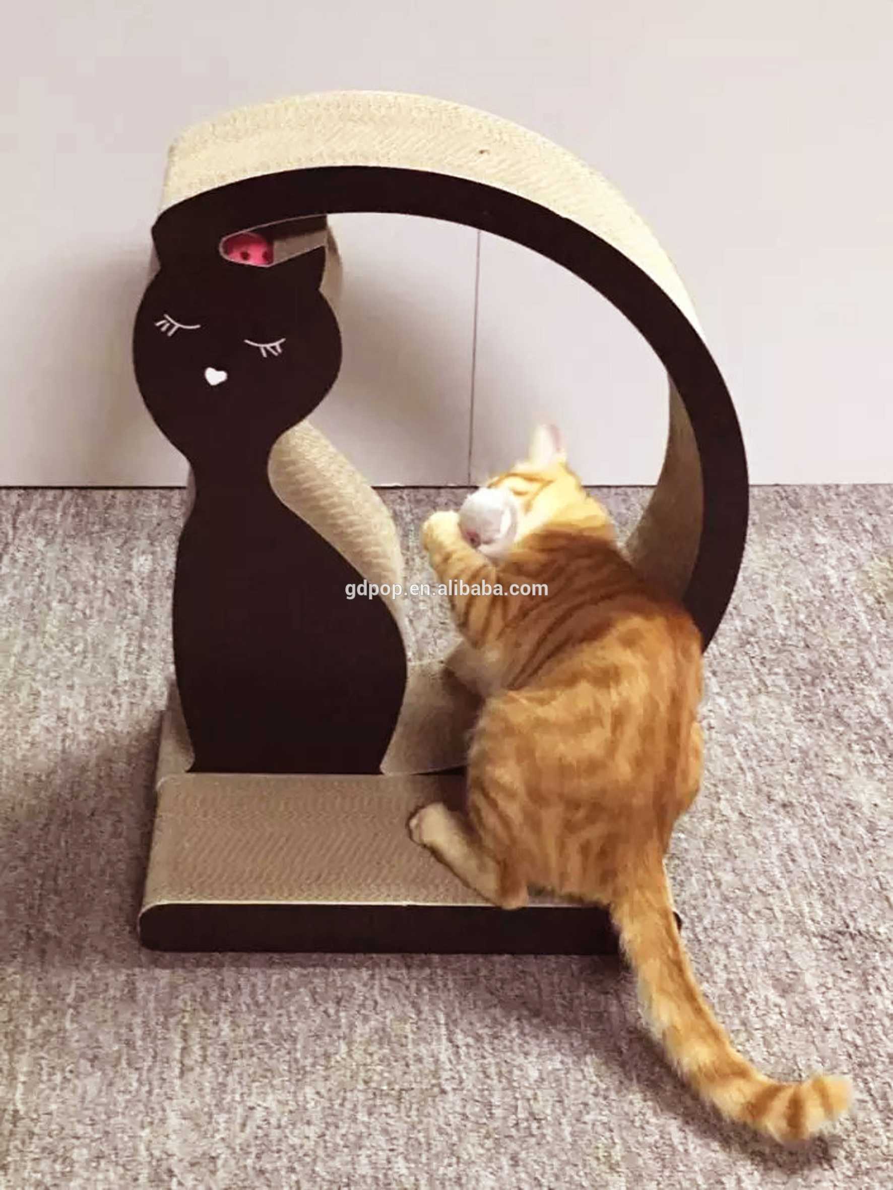 Cat Shape MrsCat Lady Cardboard Scratcher Cat Tree With Bell Ball