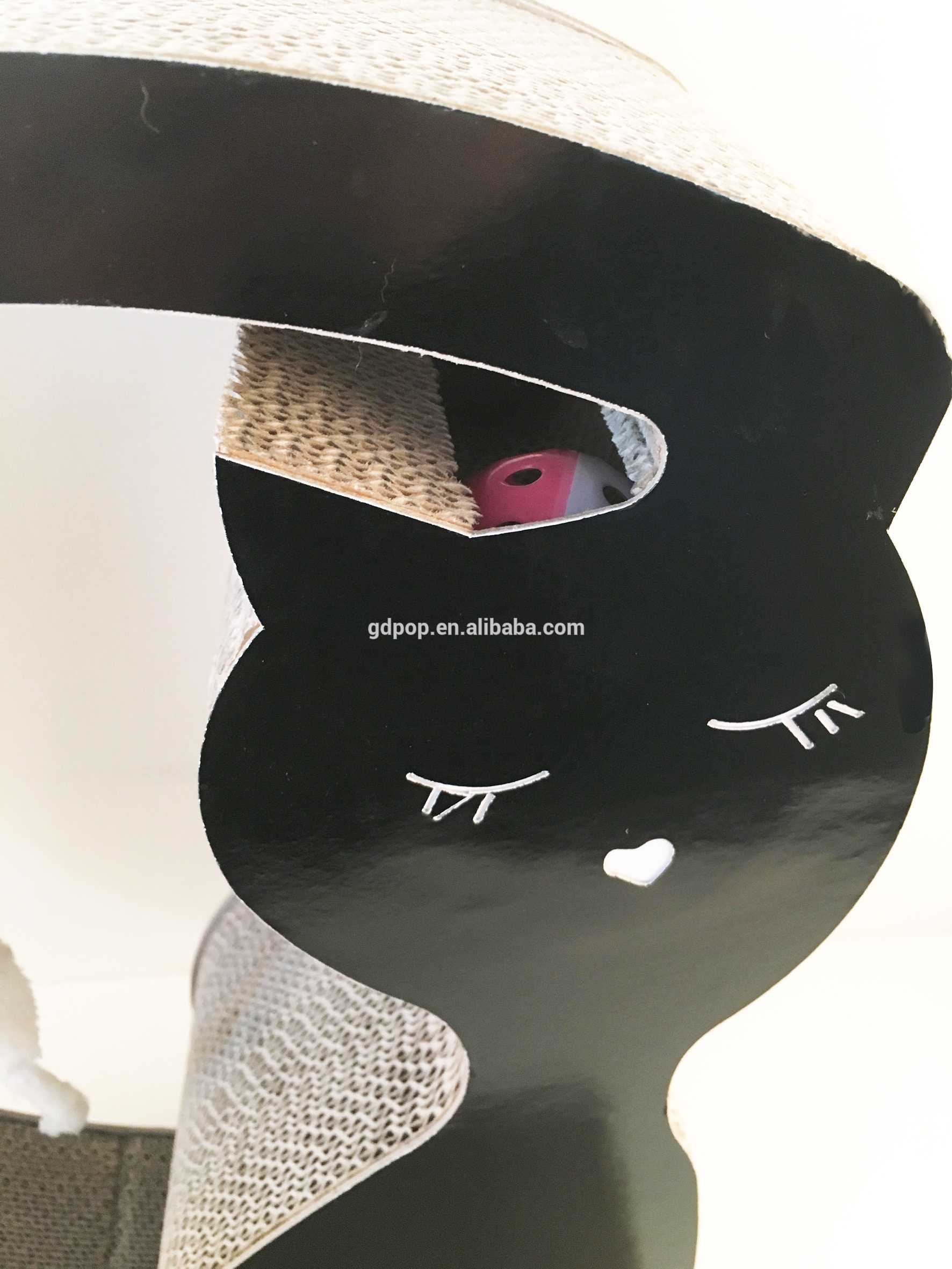 Cat Shape MrsCat Lady Cardboard Scratcher Cat Tree With Bell Ball