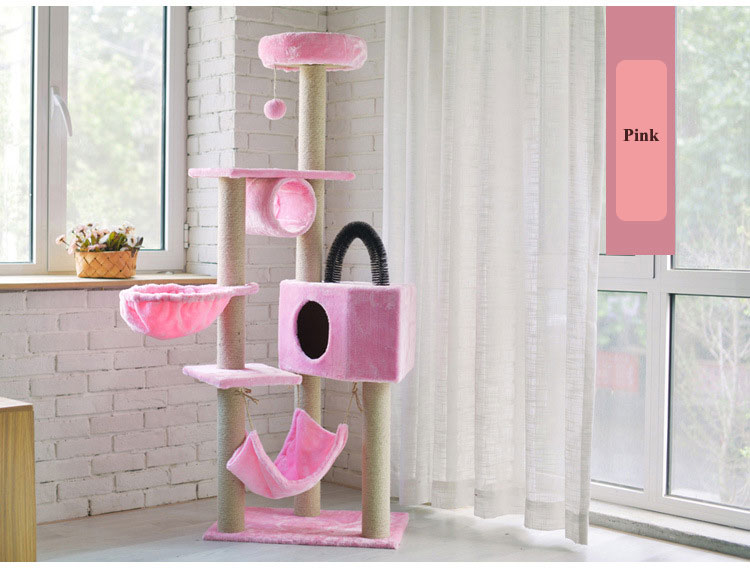 Cat Tree Kitten Activity Tower Condo House With Hammock Scratching Posts