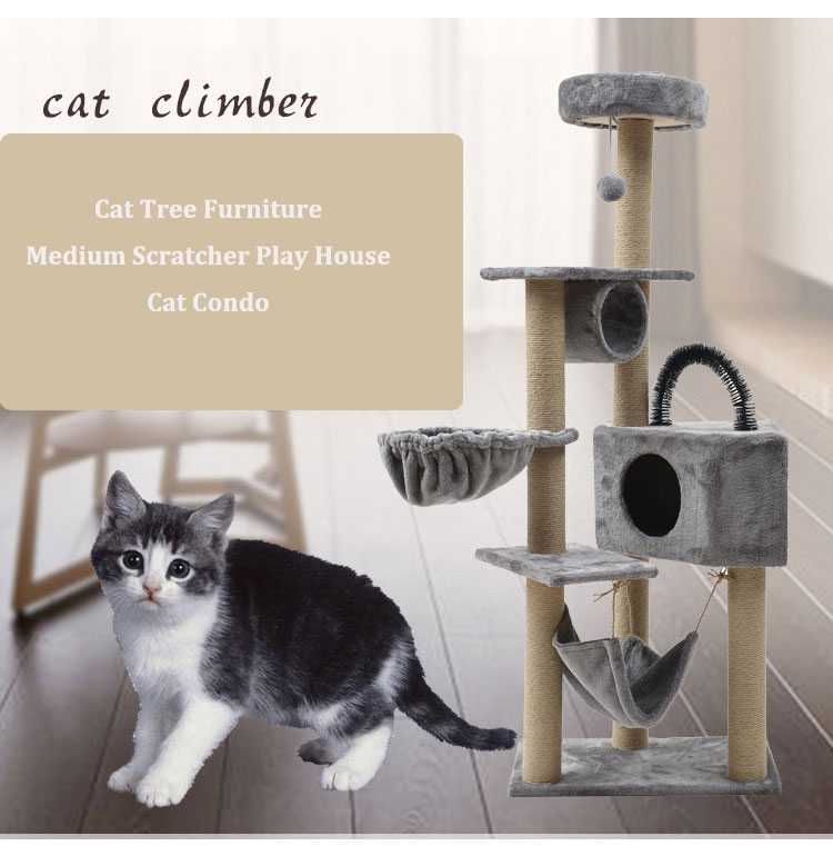 Cat Tree Kitten Activity Tower Condo House With Hammock Scratching Posts