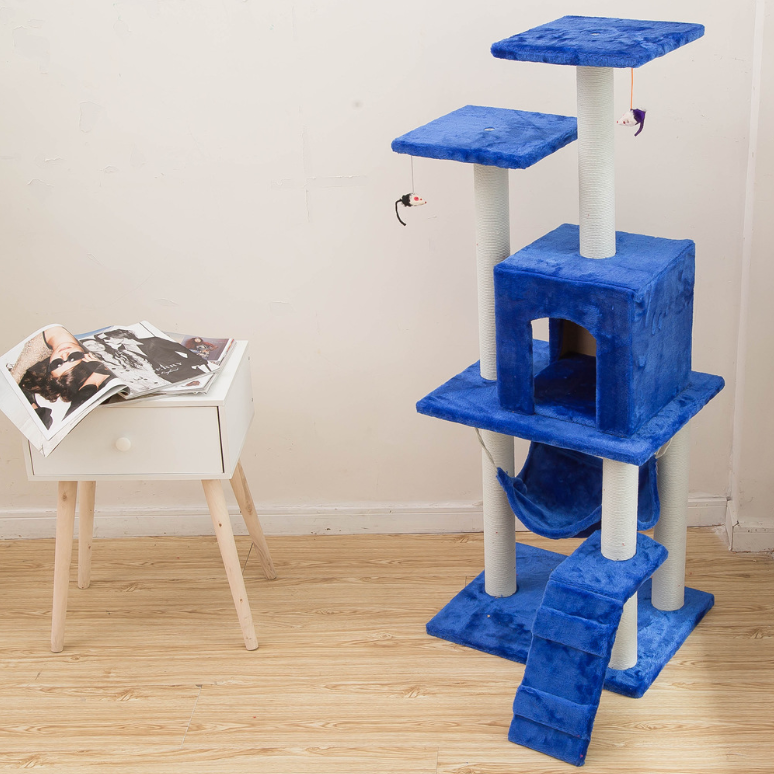 Cat Tree With Plush Condo Large Cat House Kitten Tower With Scratch Hammock