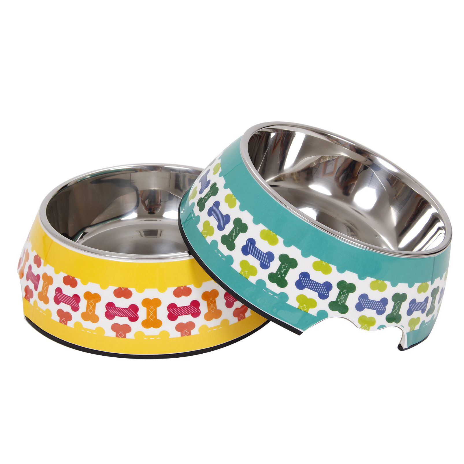 Colors Food Water Melamine Stainless Steel Dog Printed Bowl Pet Food Feeding Dishes