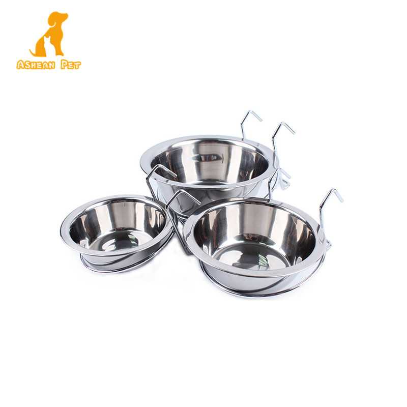 Coop Cup Hanging Crate Cages Food Water Dog Bowl Stainless Steel Pet Bowls Feeders Ecofriendly Rounded Stocked