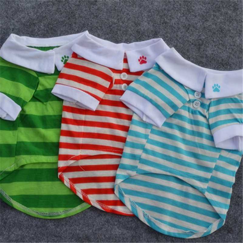 Cotton Striped Shirt Polo Dog Shirt Summer Tshirt Pet Clothing